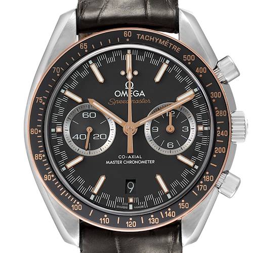 Photo of Omega Speedmaster Racing Steel Rose Gold Watch 329.23.44.51.06.001 Box Card