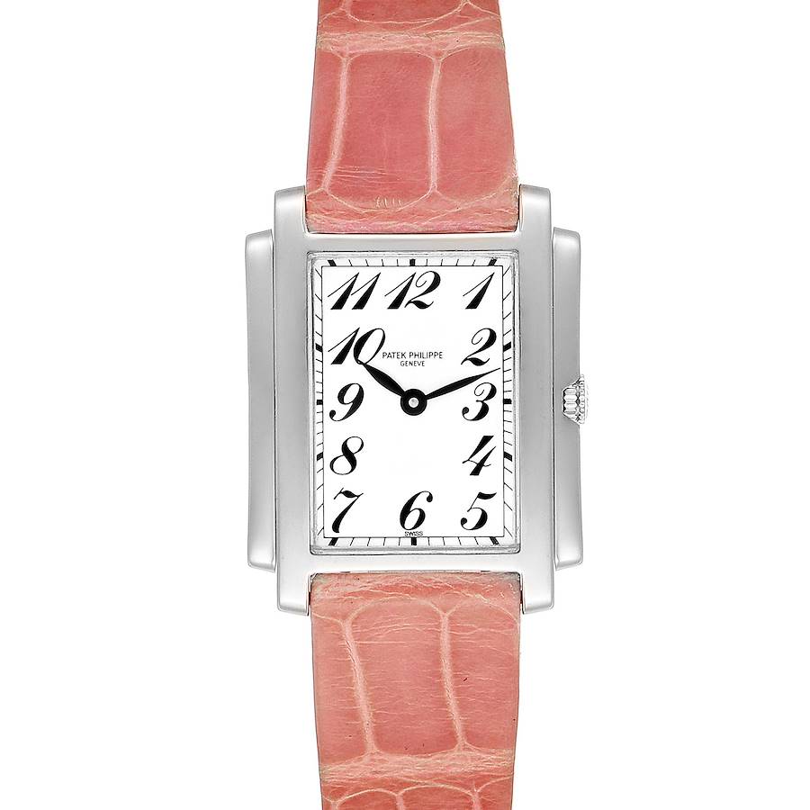 Patek Philippe Gondolo Pink Strap White Gold Ladies Watch 4824 SwissWatchExpo