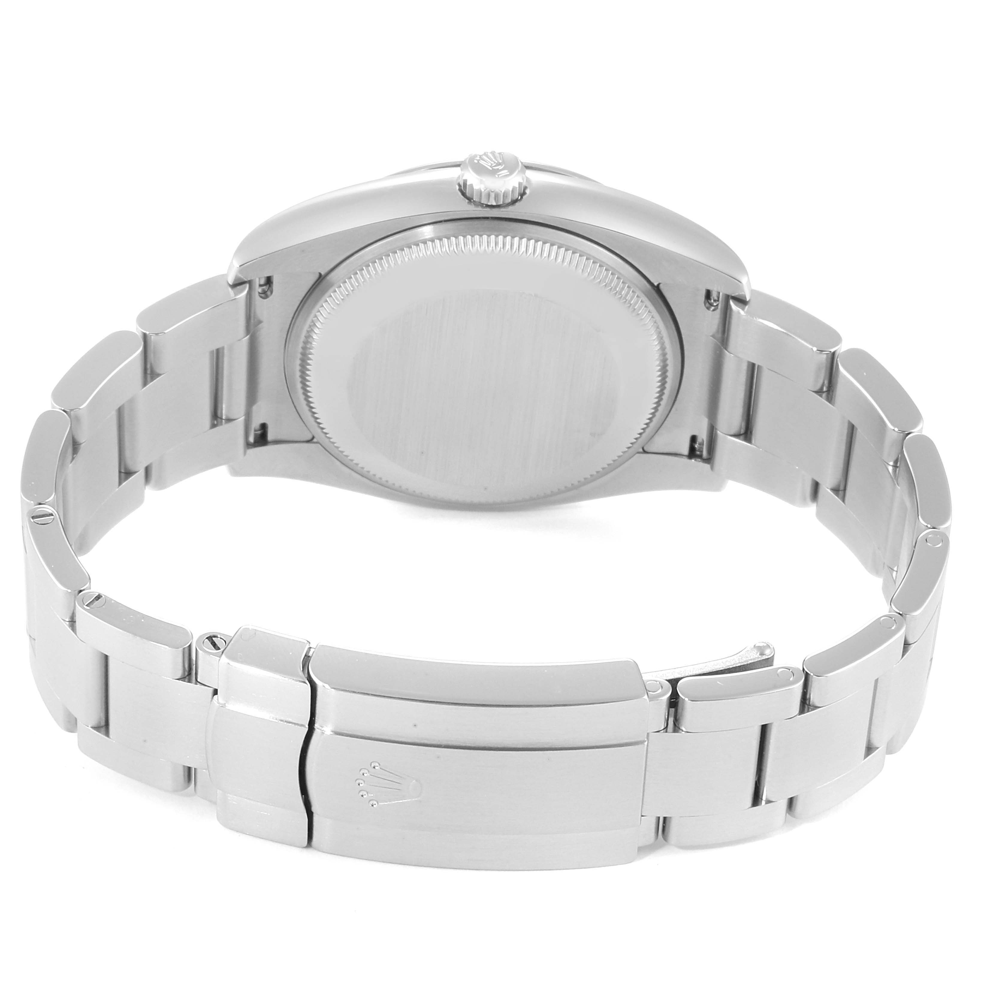 The image shows the back and bracelet clasp of the Rolex Air-King 114200 Men's Stainless Steel Silver Dial 114200 Men's Stainless Steel Silver Dial watch.