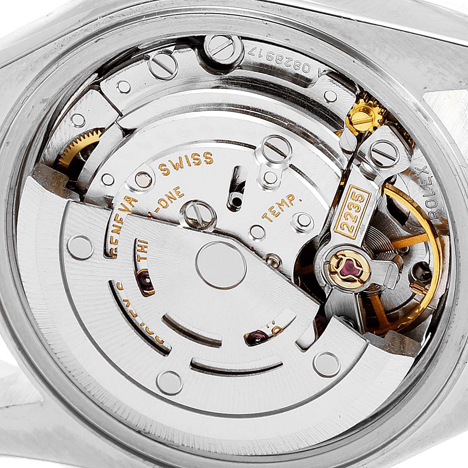 The image shows the movement mechanism of a Rolex Datejust 79240 Women's Stainless Steel White Dial 79240 Women's Stainless Steel White Dial watch from a close-up angle.