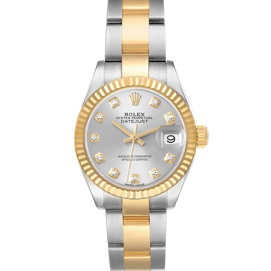 Rolex Datejust 28 Steel Yellow Gold Diamond Dial Ladies Watch 279173 Box Card SwissWatchExpo