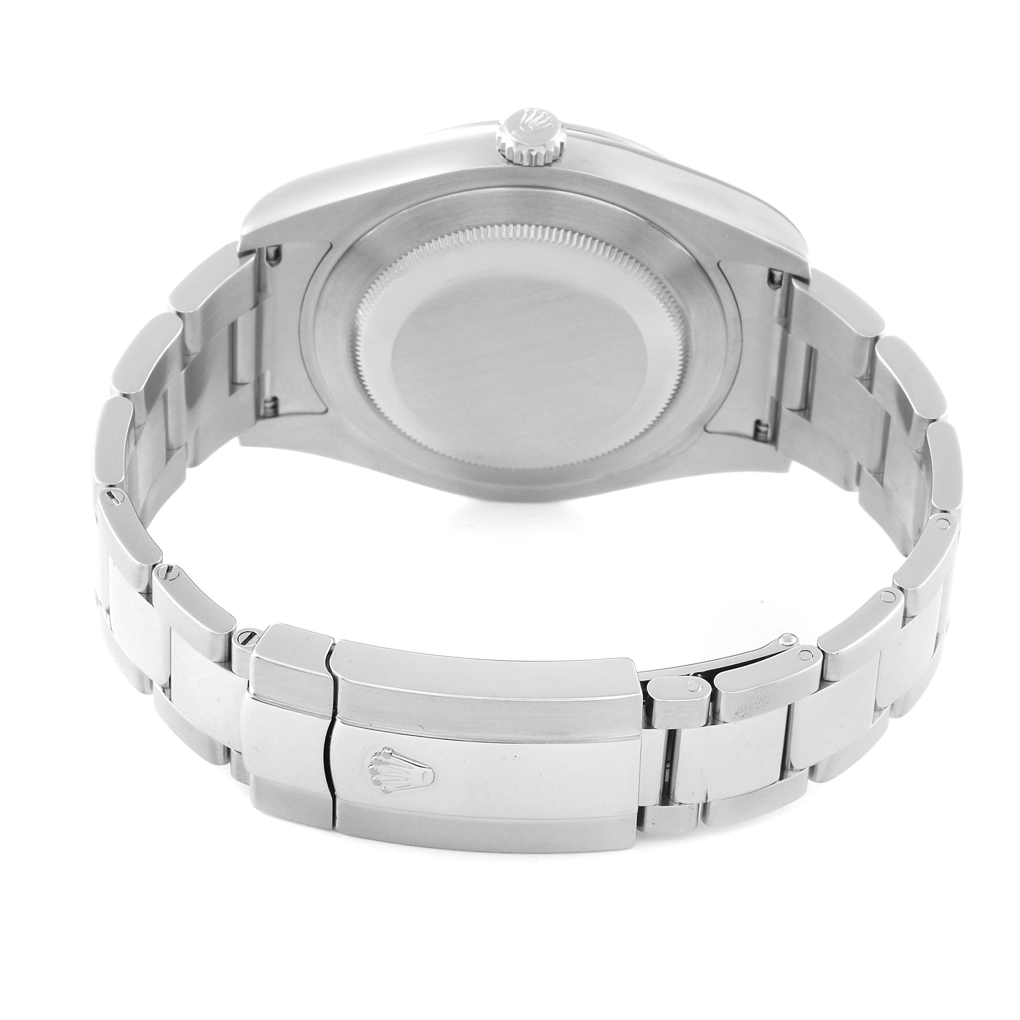 This image shows the back case and bracelet clasp of a Rolex Datejust 116300 Men's Stainless Steel Black Dial 116300 Men's Stainless Steel Black Dial watch.