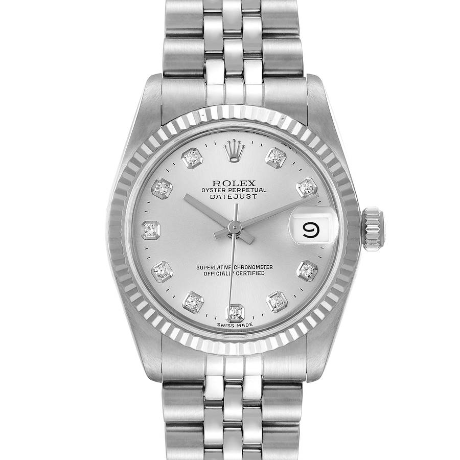 Rolex Datejust Midsize 31 Steel White Gold Diamond Dial Ladies Watch 68274 SwissWatchExpo