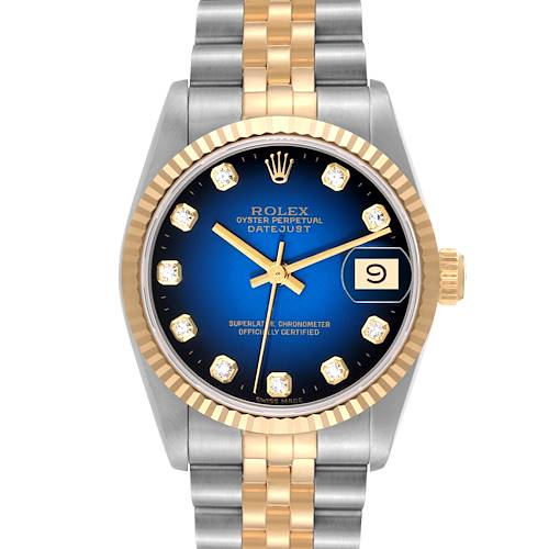 Photo of Rolex Datejust Midsize Steel Yellow Gold Vignette Diamond Ladies Watch 68273
