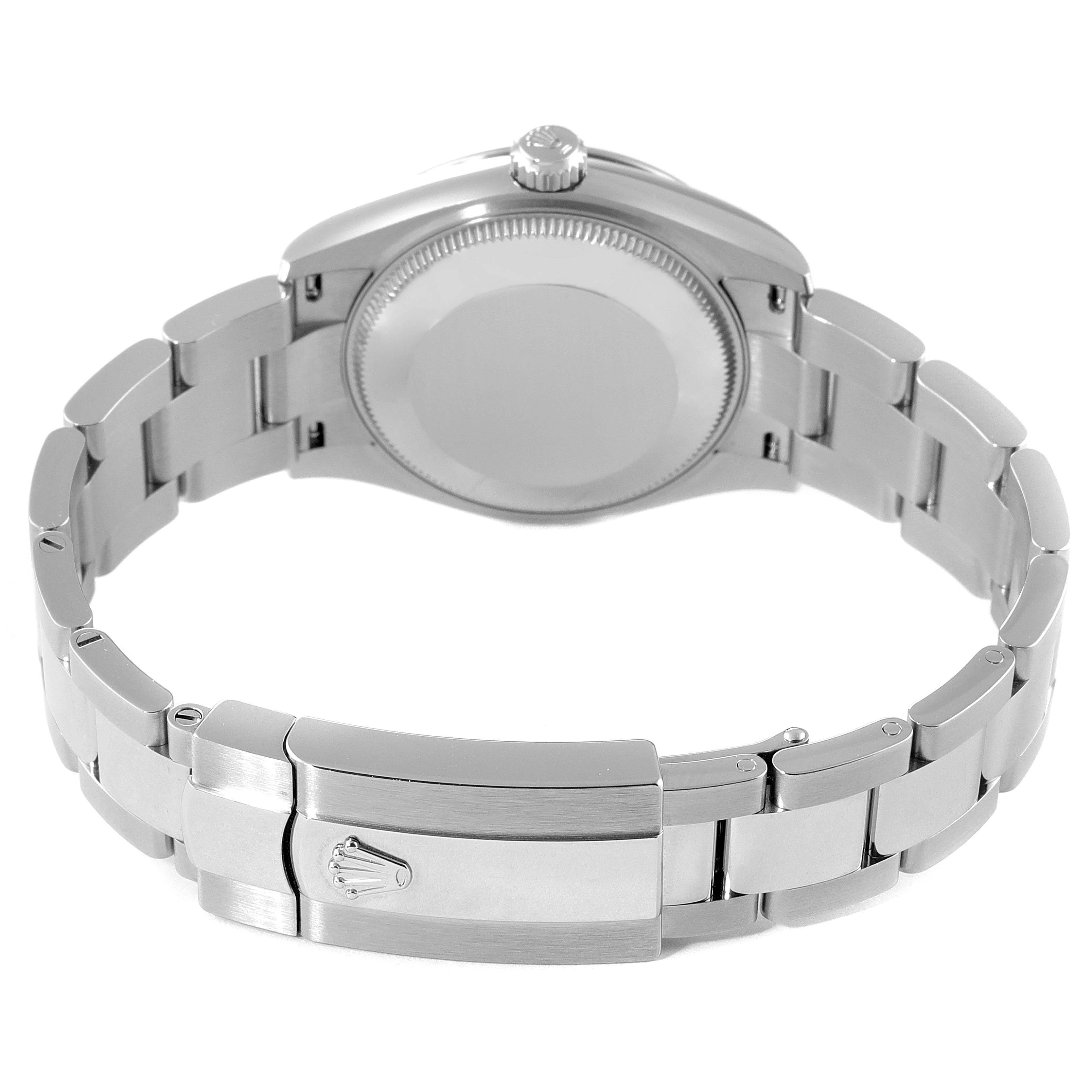 This image shows the back of a Rolex Mid-Size 278240 Women's Stainless Steel White Dial 278240 Women's Stainless Steel White Dial model watch, highlighting the clasp and bracelet links.