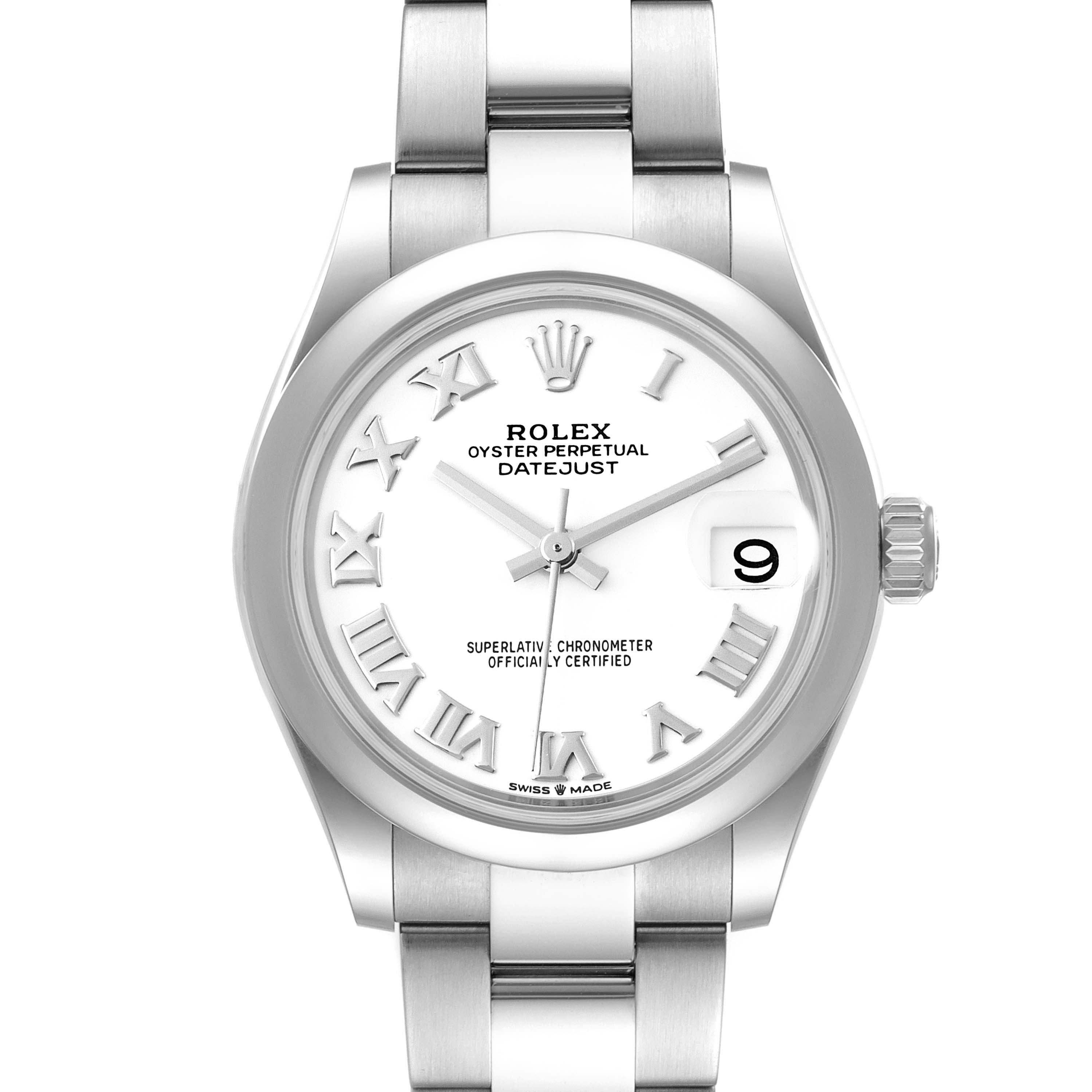 Rolex Datejust Midsize 31 White Roman Dial Steel Ladies Watch 278240 ...