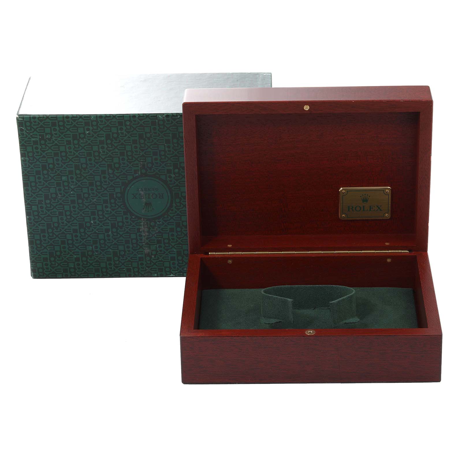 The image shows the open display box for the Rolex Daytona 16523 Men's Steel and Gold (two tone) Champagne Dial 16523 Men's Steel and Gold (two tone) Champagne Dial watch, with the exterior box also visible.