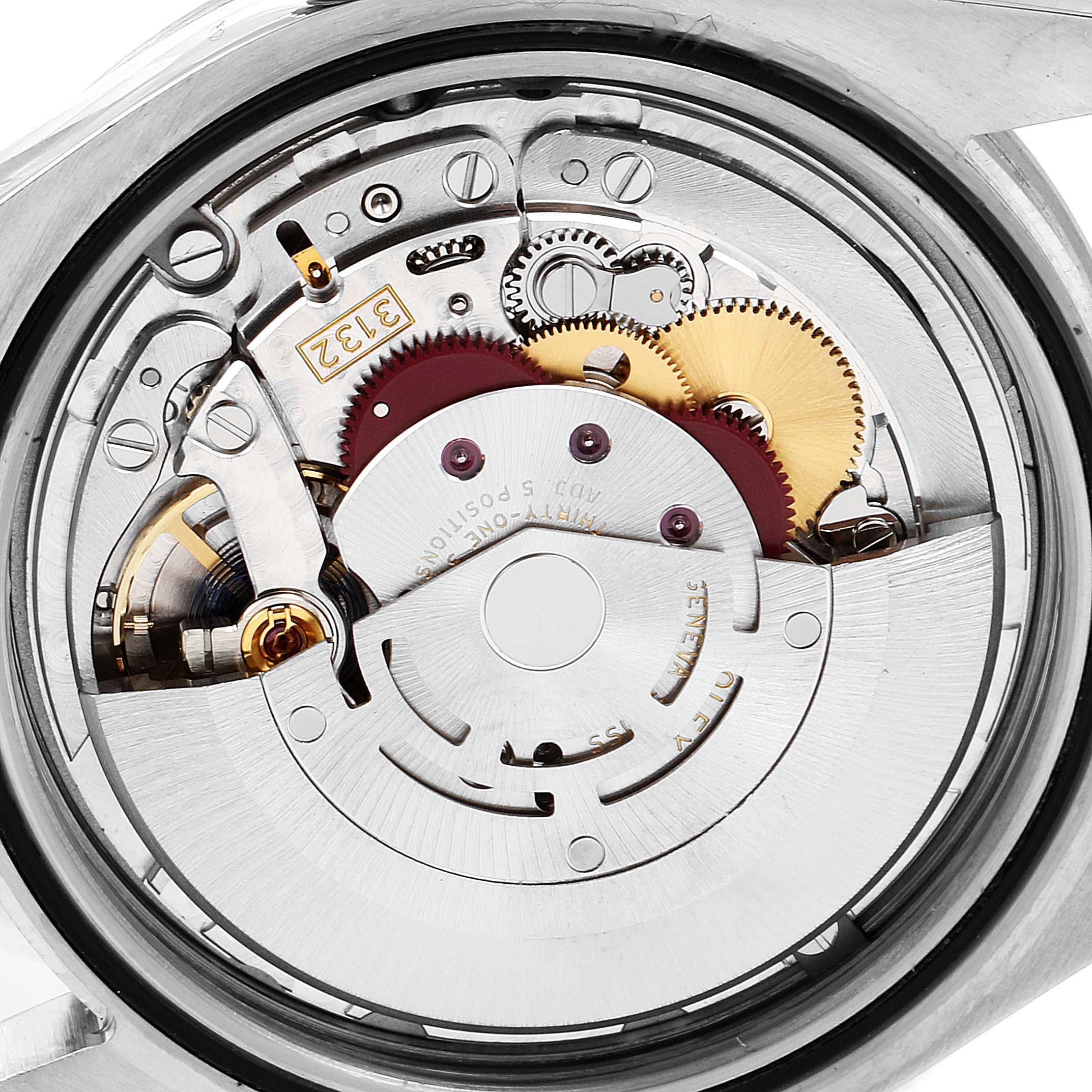 The image shows a close-up view of the movement and internal mechanism of the Rolex Explorer 214270 Men
s Stainless Steel Black Dial 214270 Men
s Stainless Steel Black Dial model watch.