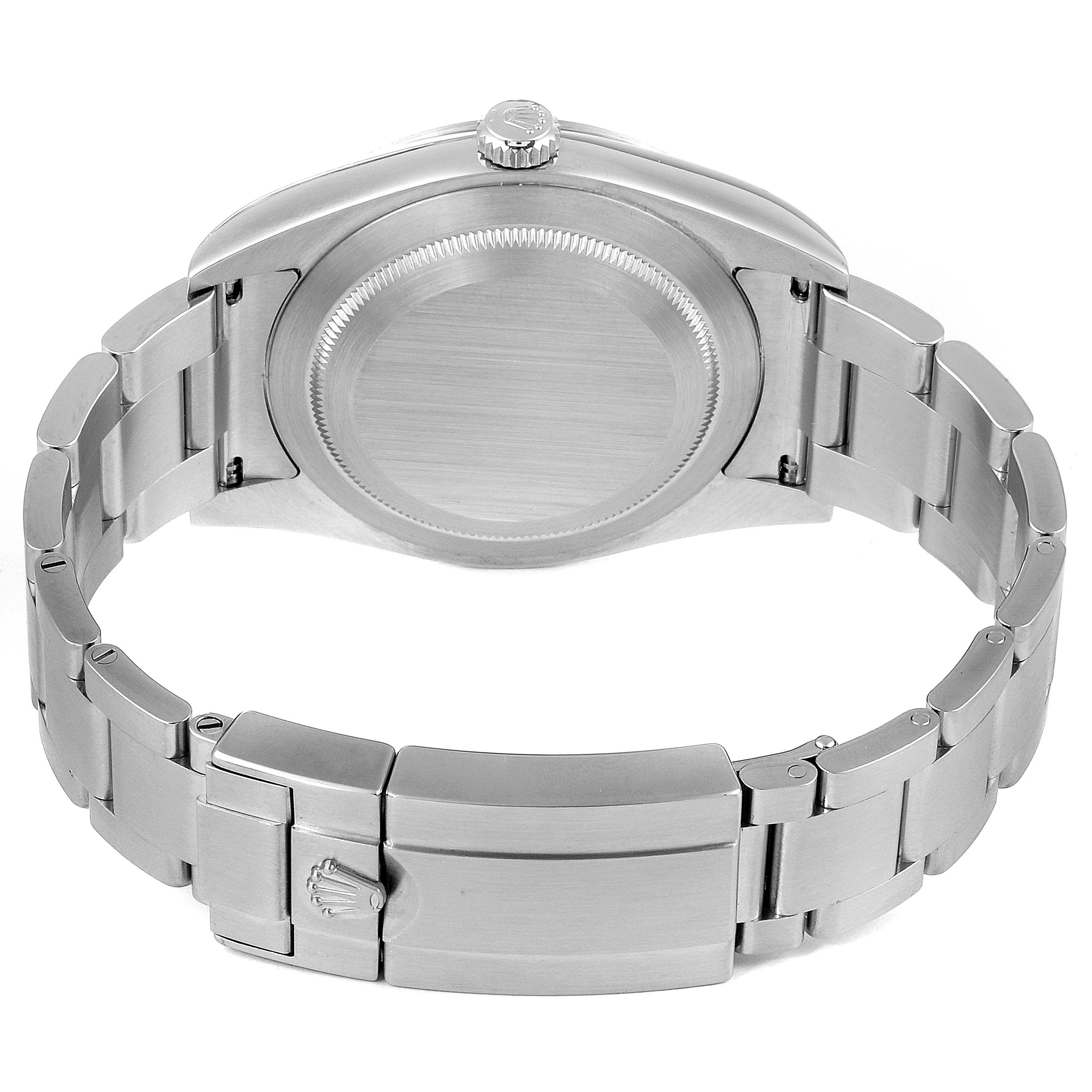 The image shows the back side and bracelet of a Rolex Explorer 214270 Men
s Stainless Steel Black Dial 214270 Men
s Stainless Steel Black Dial watch, with a focus on the case back and clasp.