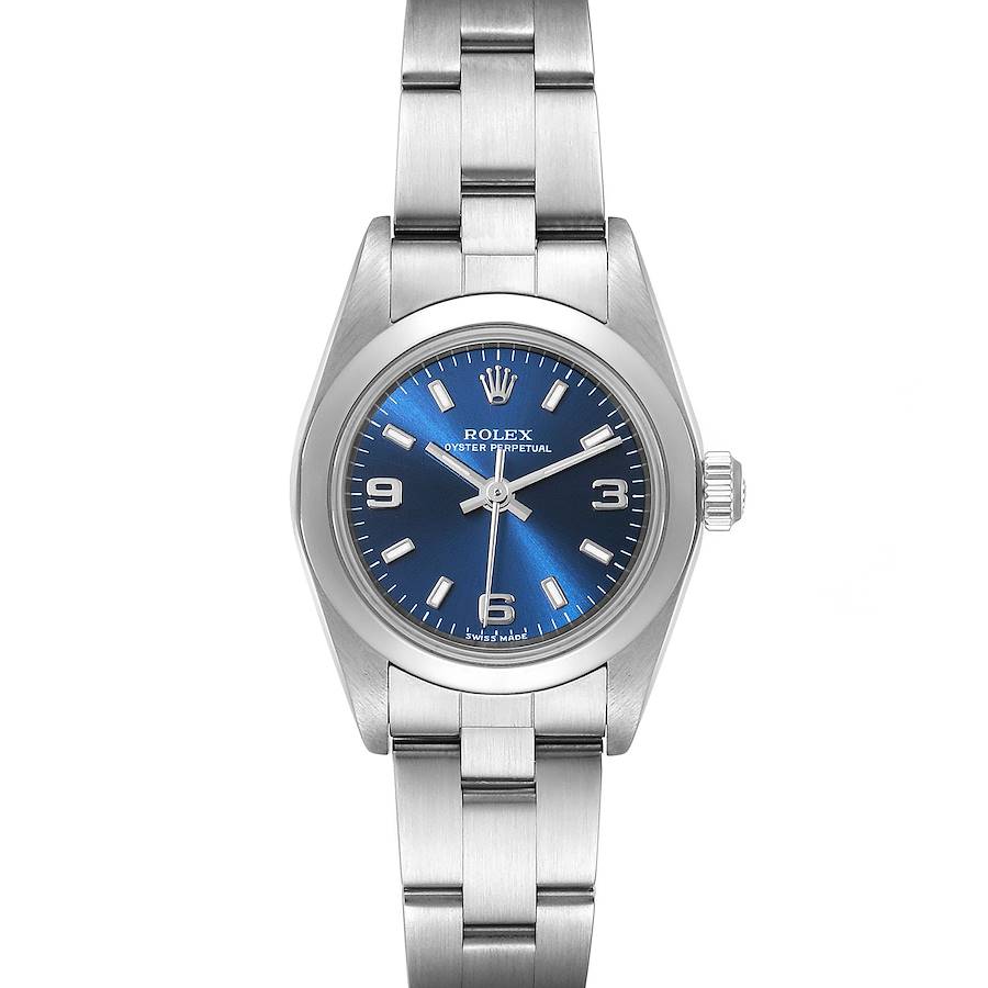 Rolex Oyster Perpetual 24 Nondate Blue Dial Ladies Watch 76080 SwissWatchExpo