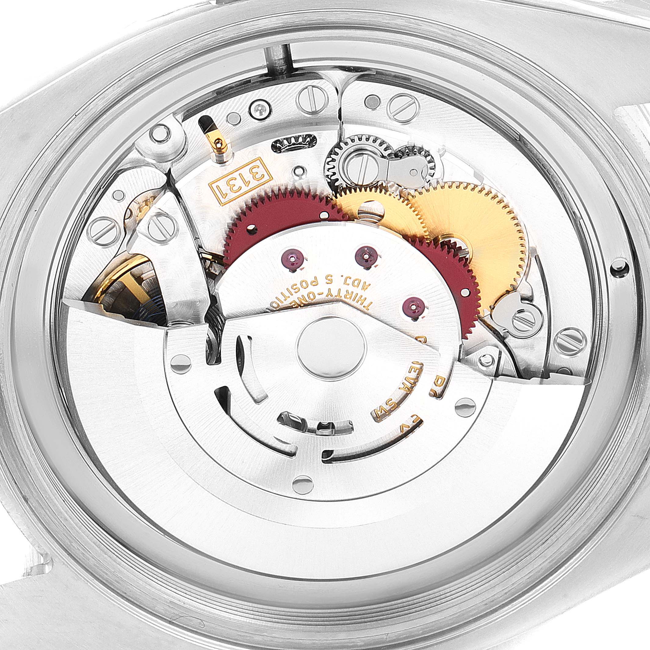 The image shows a close-up view of the intricate internal mechanical movement of a Rolex Air-King 116900 Men's Stainless Steel Black Dial 116900 Men's Stainless Steel Black Dial watch.