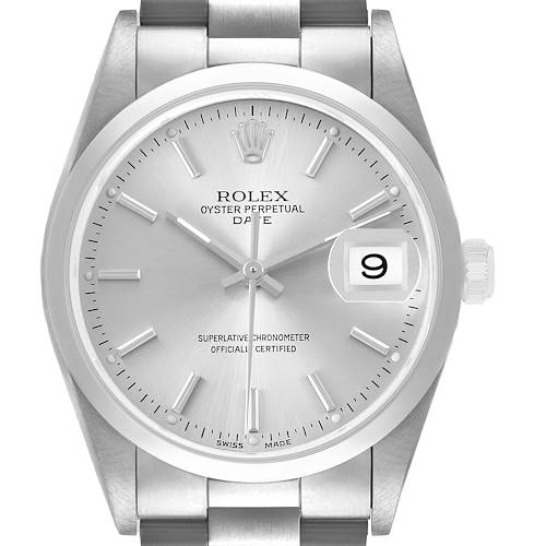 Photo of Rolex Oyster Perpetual Date Steel Silver Dial Mens Watch 15200
