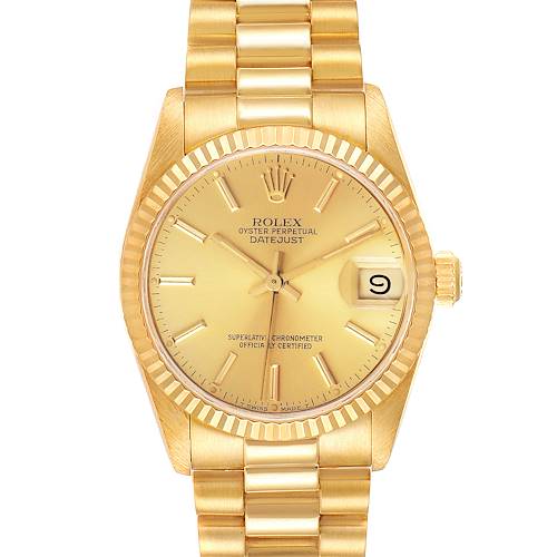 Photo of Rolex President Datejust 31 Midsize Yellow Gold Ladies Watch 68278 Box Papers