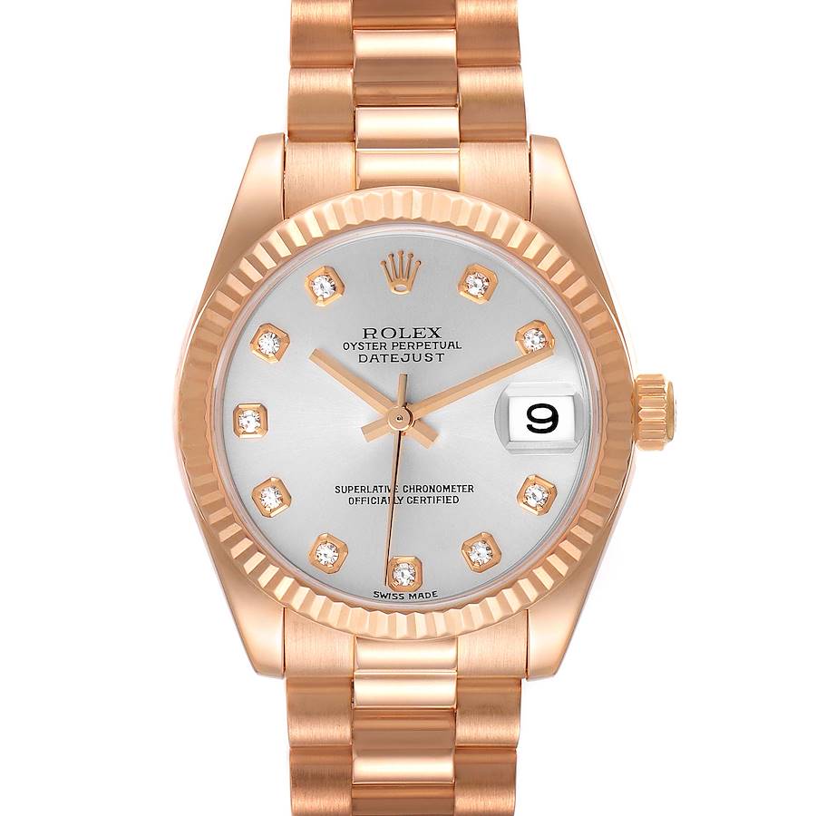 Rolex President Datejust Midsize 31 Rose Gold Diamond Ladies Watch 178275 SwissWatchExpo