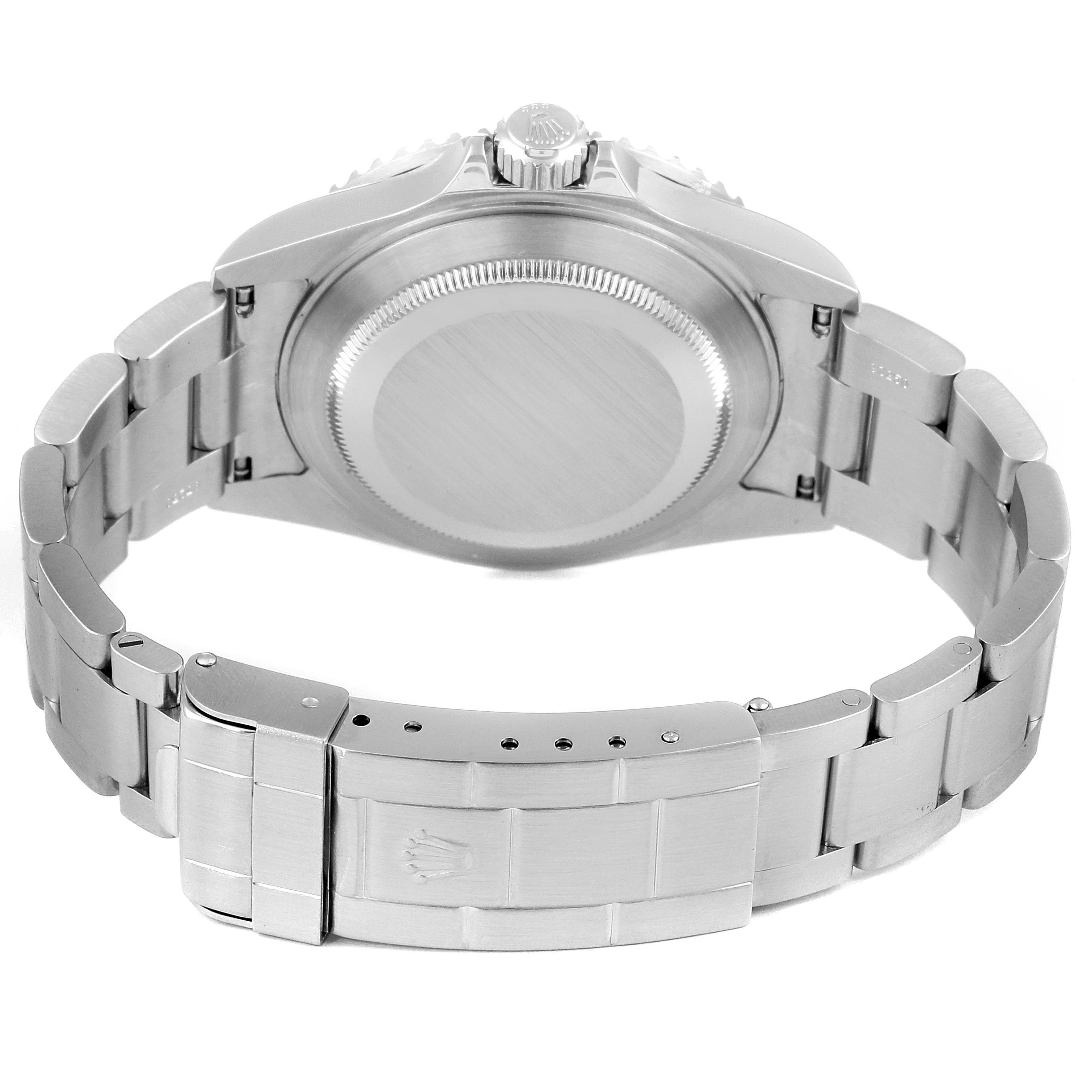 The image shows the rear view of a Rolex Submariner 16610LV Men's Stainless Steel Black Dial 16610LV Men's Stainless Steel Black Dial watch, displaying the case back and bracelet.