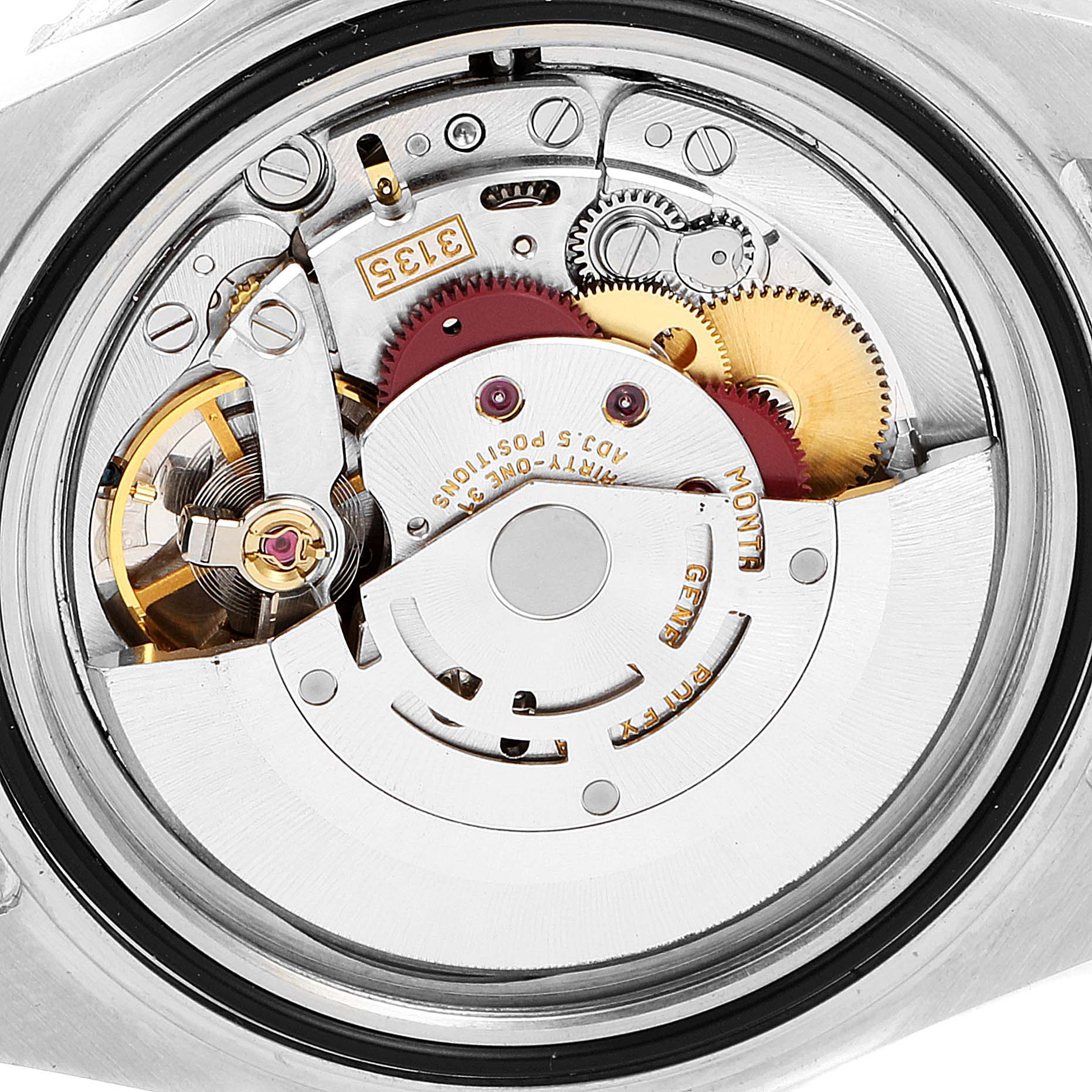 The image shows the inner mechanical movement of the Rolex Submariner 16610LV Men's Stainless Steel Black Dial 16610LV Men's Stainless Steel Black Dial watch, viewed from the back.