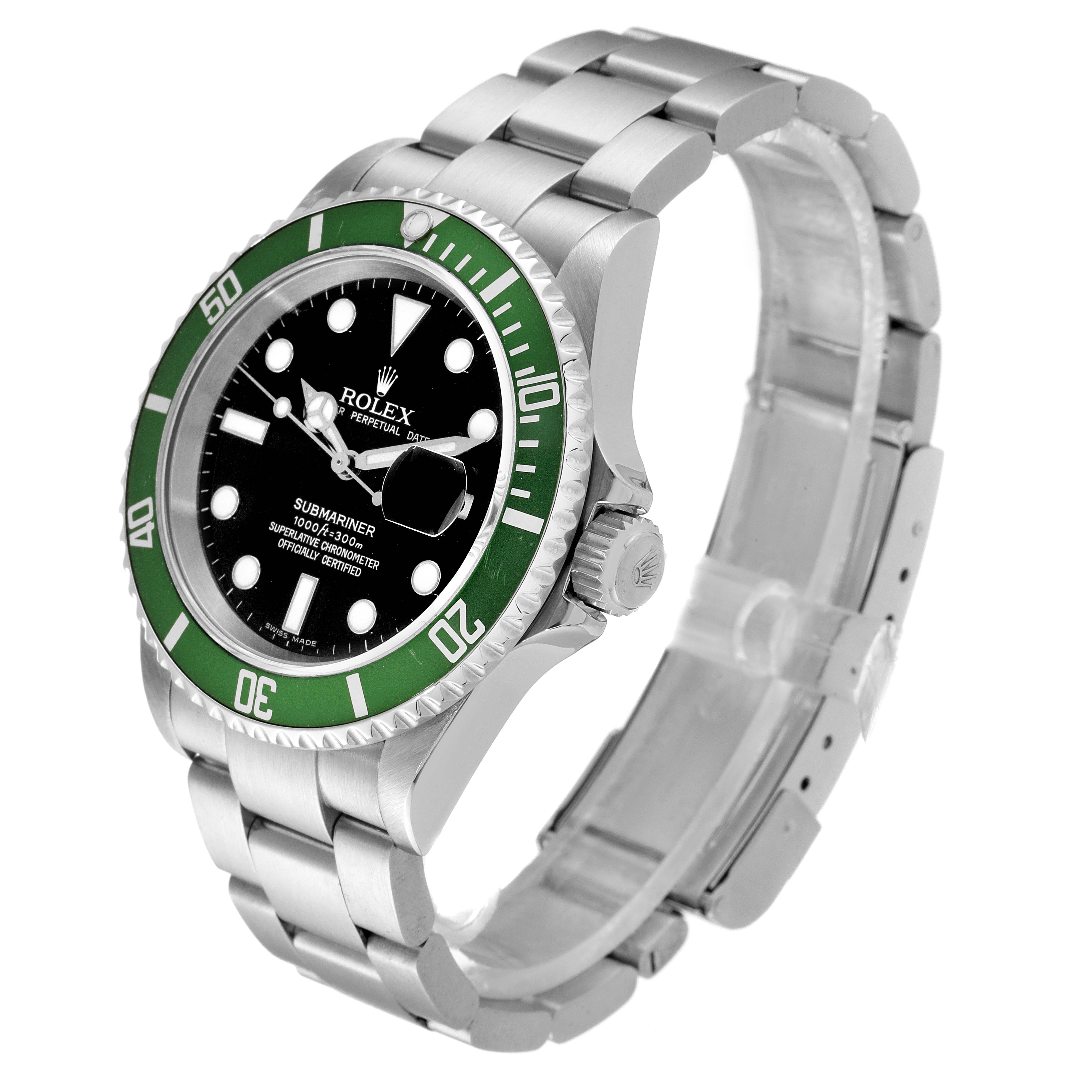 The image shows a Rolex Submariner 16610LV Men
s Stainless Steel Black Dial 16610LV Men
s Stainless Steel Black Dial watch angled slightly from the front, displaying the bezel, dial, and bracelet.