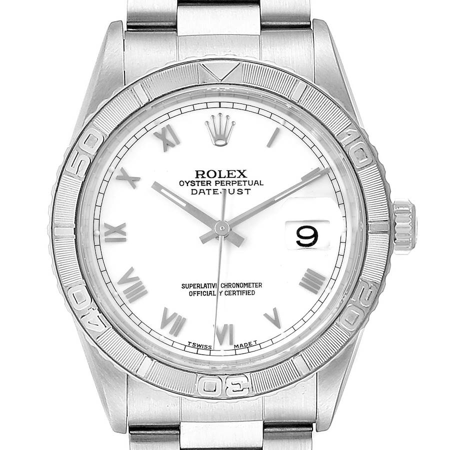 Rolex Turnograph Datejust White Gold Steel Mens Watch 16264 Box Papers SwissWatchExpo