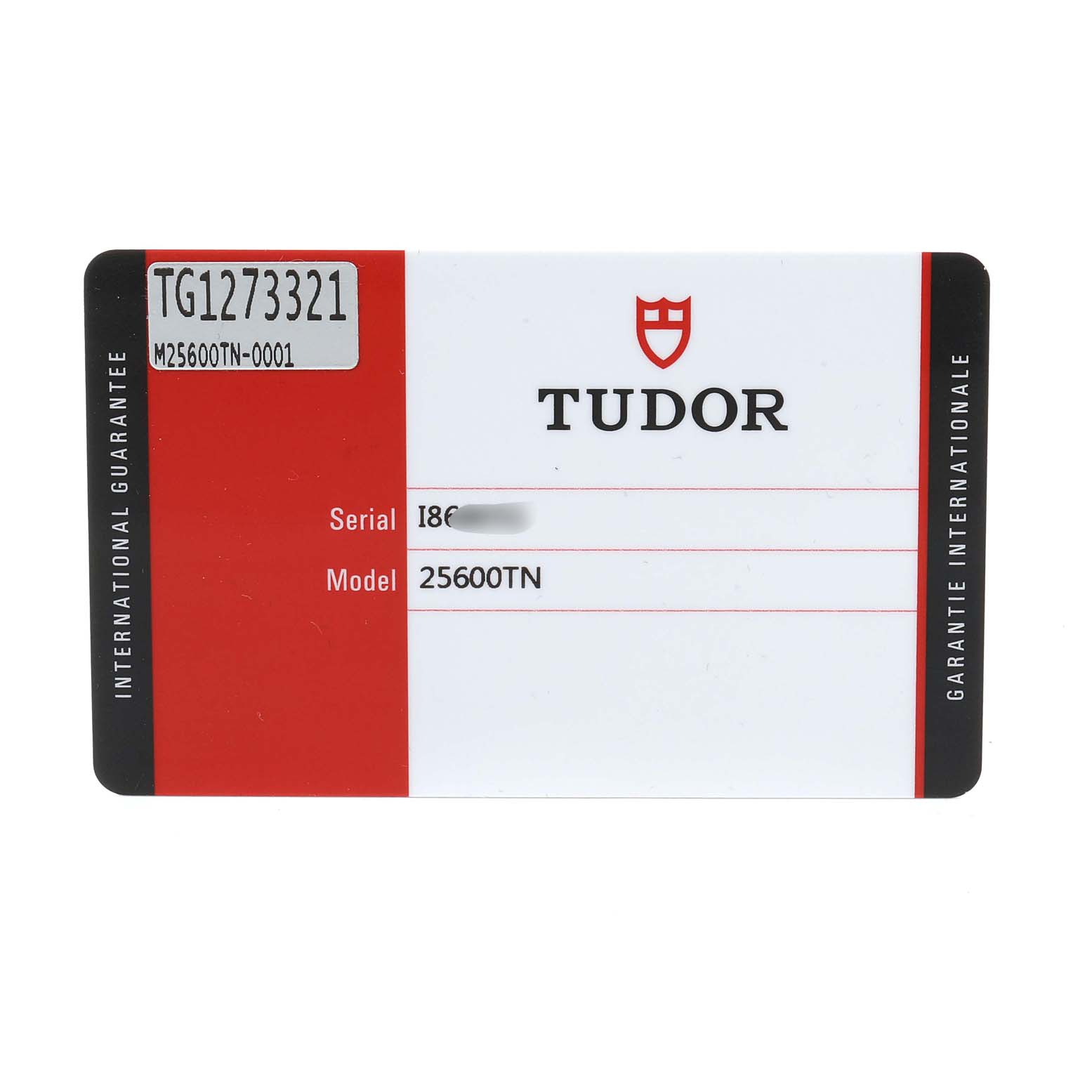 This image shows the guarantee card for the Tudor Pelagos 25500TN Men's Titanium Black Dial 25500TN Men's Titanium Black Dial model watch.