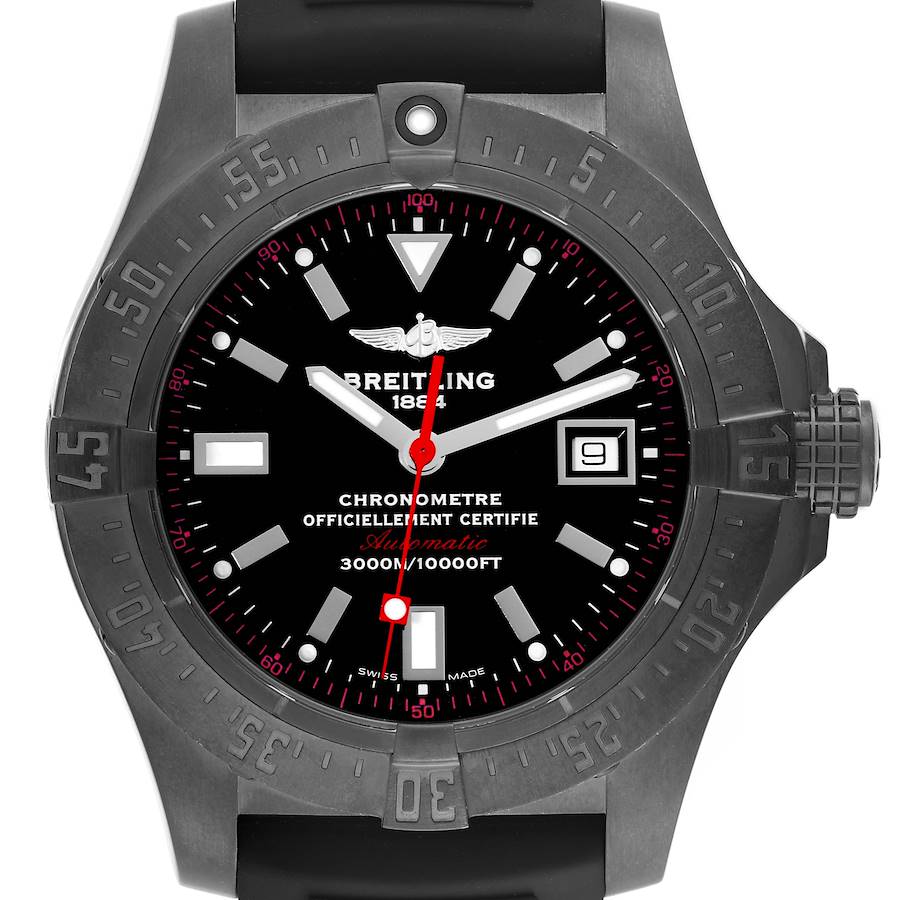 Breitling Avenger Seawolf Code Red Blacksteel Limited Edition Mens Watch M17330 Box Papers SwissWatchExpo