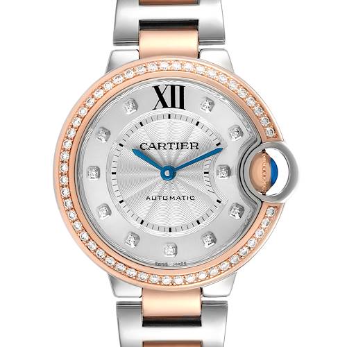 Photo of Cartier Ballon Bleu 33 Diamond Dial Steel Rose Gold Ladies Watch WE902077 Card