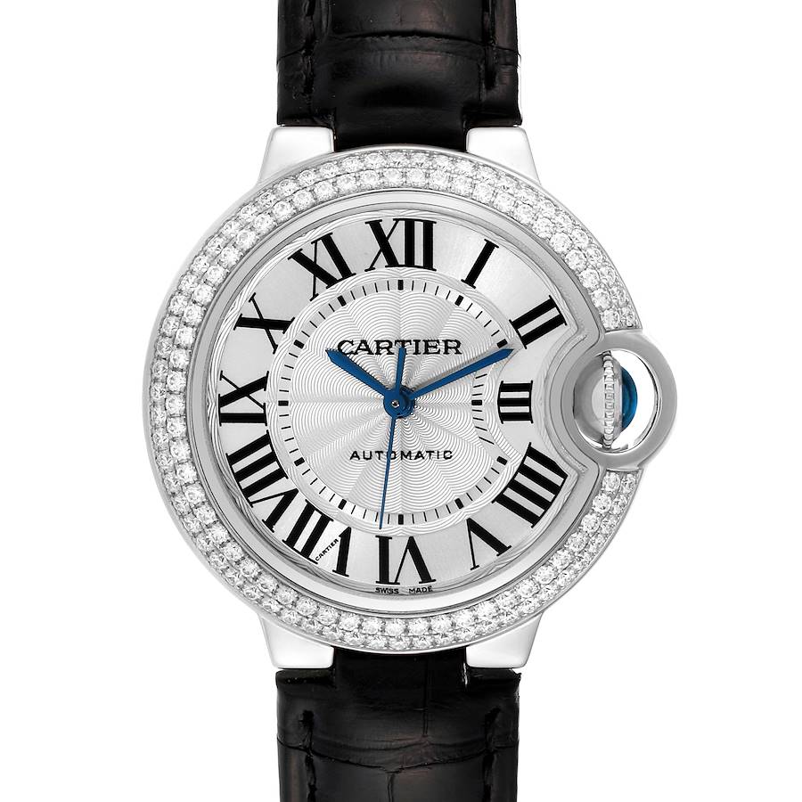 Cartier Ballon Bleu Automatic Diamond White Gold Ladies Watch WE902067 Box Papers SwissWatchExpo