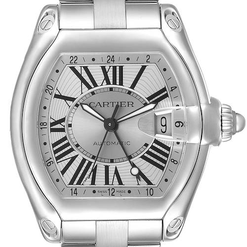 Photo of Cartier Roadster GMT XL Steel Silver Dial Mens Watch W62032X6