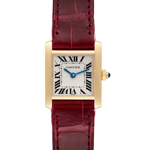 Photo of Cartier Tank Francaise Yellow Gold Burgundy Strap Ladies Watch W5000256