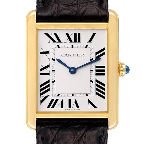Photo of Cartier Tank Solo Yellow Gold Steel Black Strap Large Watch W5200004