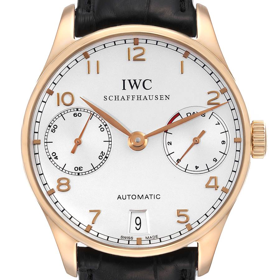 IWC Portugieser Automatic Rose Gold Silver Dial Mens Watch IW500701 SwissWatchExpo
