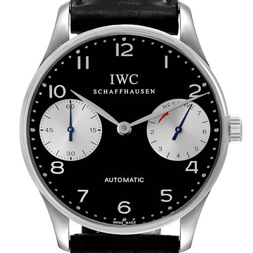 Photo of IWC Portuguese 7 Day Black Dial Limited Edition Steel Mens Watch IW500001