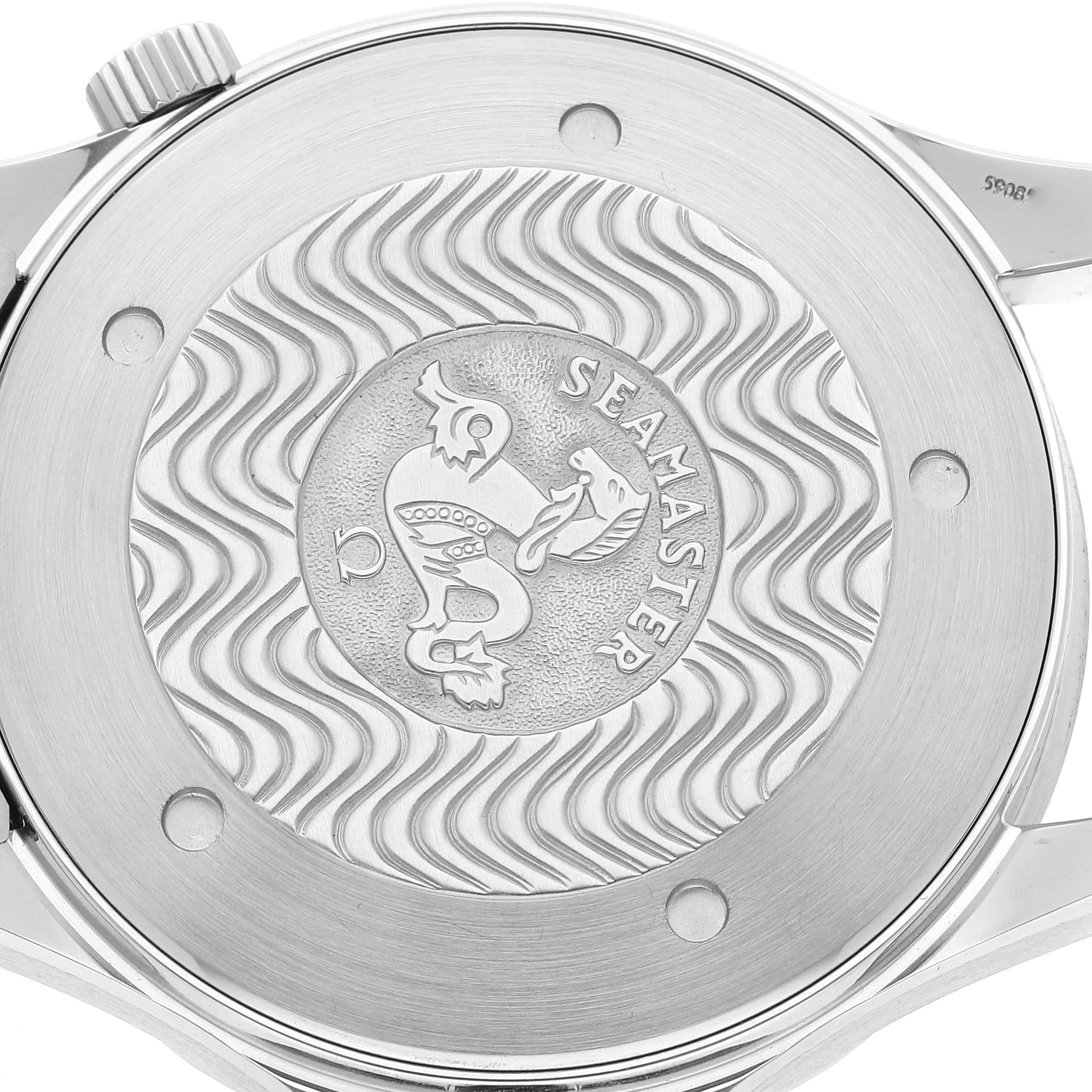 The image shows the engraved case back of an Omega Seamaster 2264.50.00 Men's Stainless Steel Black Dial 2264.50.00 Men's Stainless Steel Black Dial watch, viewed from the back.