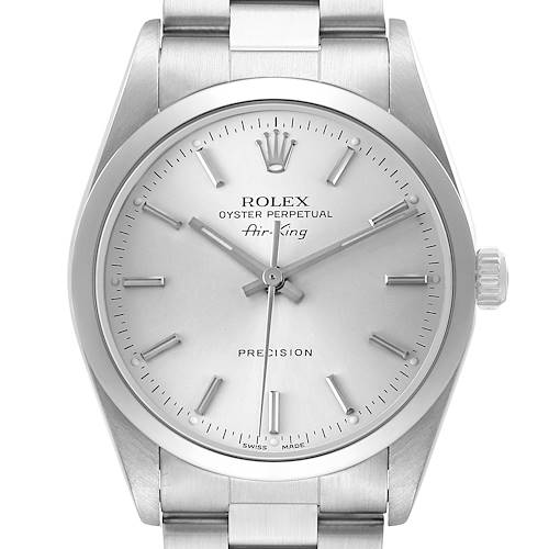 Photo of Rolex Air King Steel Silver Dial Smooth Bezel Mens Watch 14000