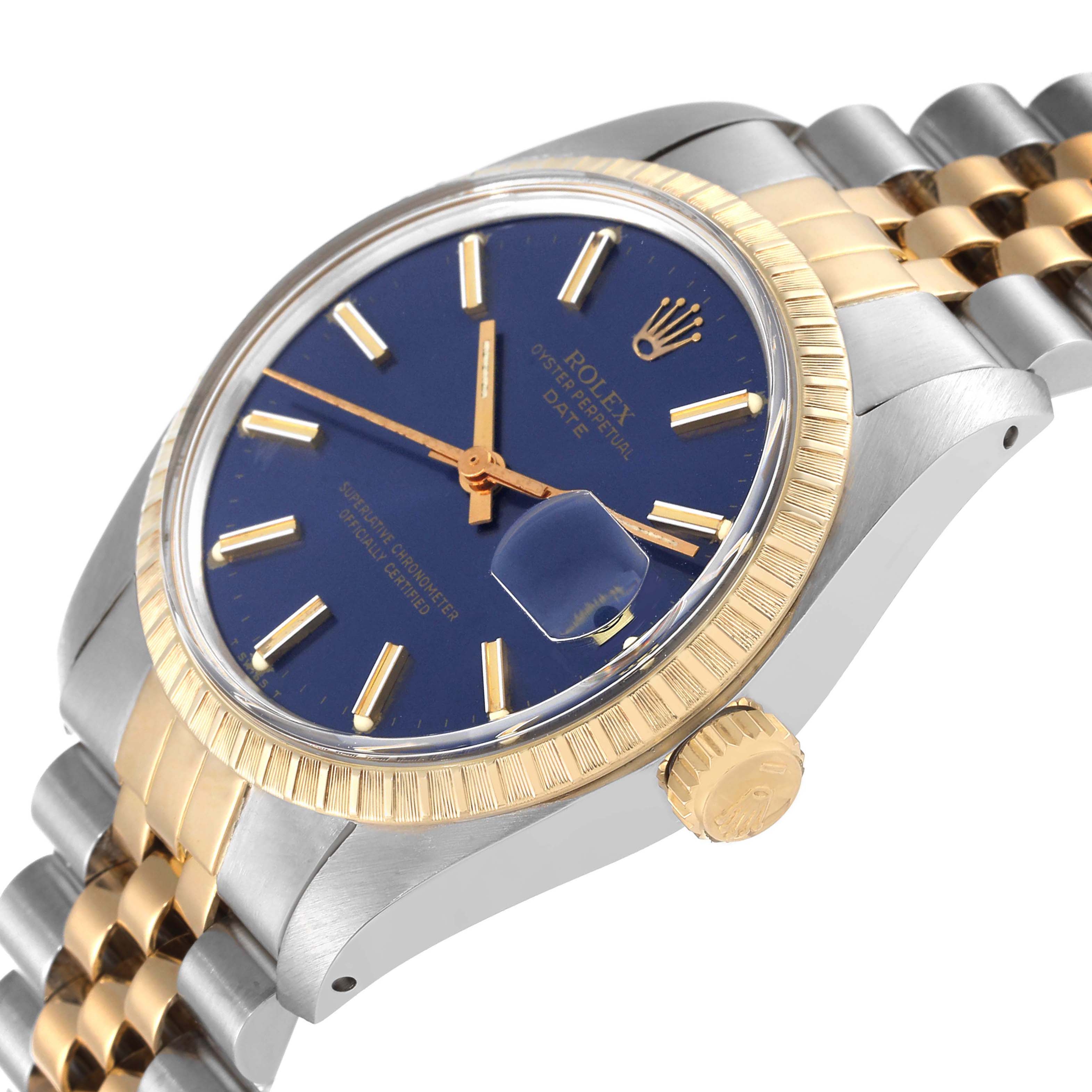 The image shows a close-up angle of the face, bezel, crown, and part of the band of the Vintage Collection model by Rolex.