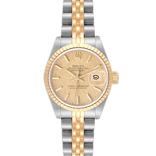 Photo of Rolex Datejust Champagne Linen Dial Steel Yellow Gold Ladies Watch 69173