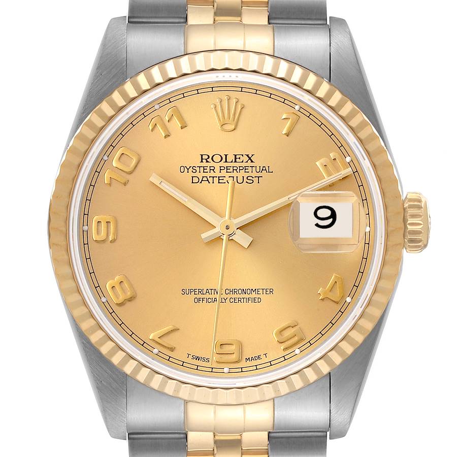 Rolex Datejust Stainless Steel Yellow Gold Mens Watch 16233 Papers SwissWatchExpo