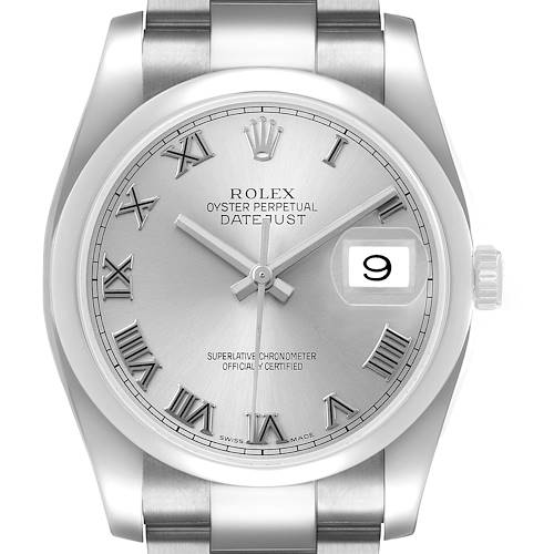 Photo of Rolex Datejust Steel Silver Roman Dial Mens Watch 116200 Card