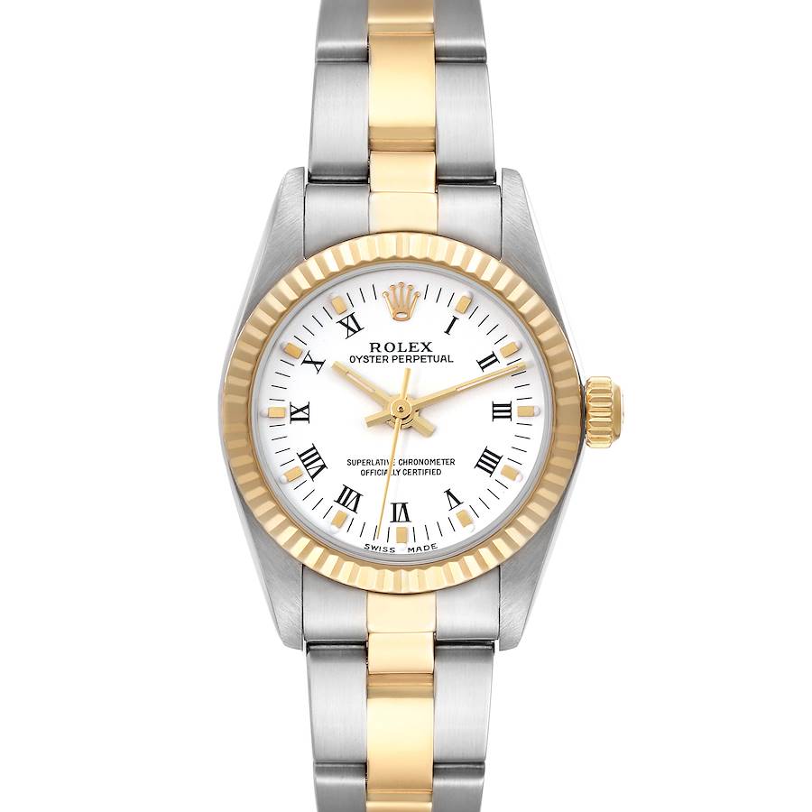 Rolex Oyster Perpetual Steel Yellow Gold White Dial Ladies Watch 76193 SwissWatchExpo