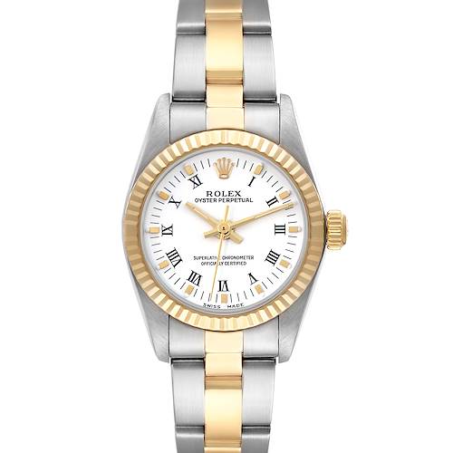 Photo of Rolex Oyster Perpetual Steel Yellow Gold White Dial Ladies Watch 76193