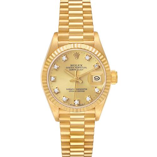 Photo of Rolex President Datejust Champagne Diamond Dial Yellow Gold Ladies Watch 69178