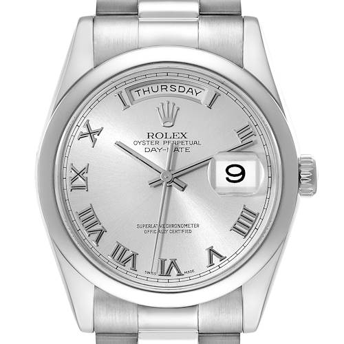 Photo of Rolex President Day-Date White Gold Silver Dial Mens Watch 118209