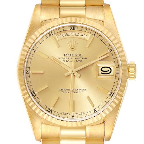 Rolex President Day-Date Yellow Gold Champagne Dial Mens Watch 18238 ...