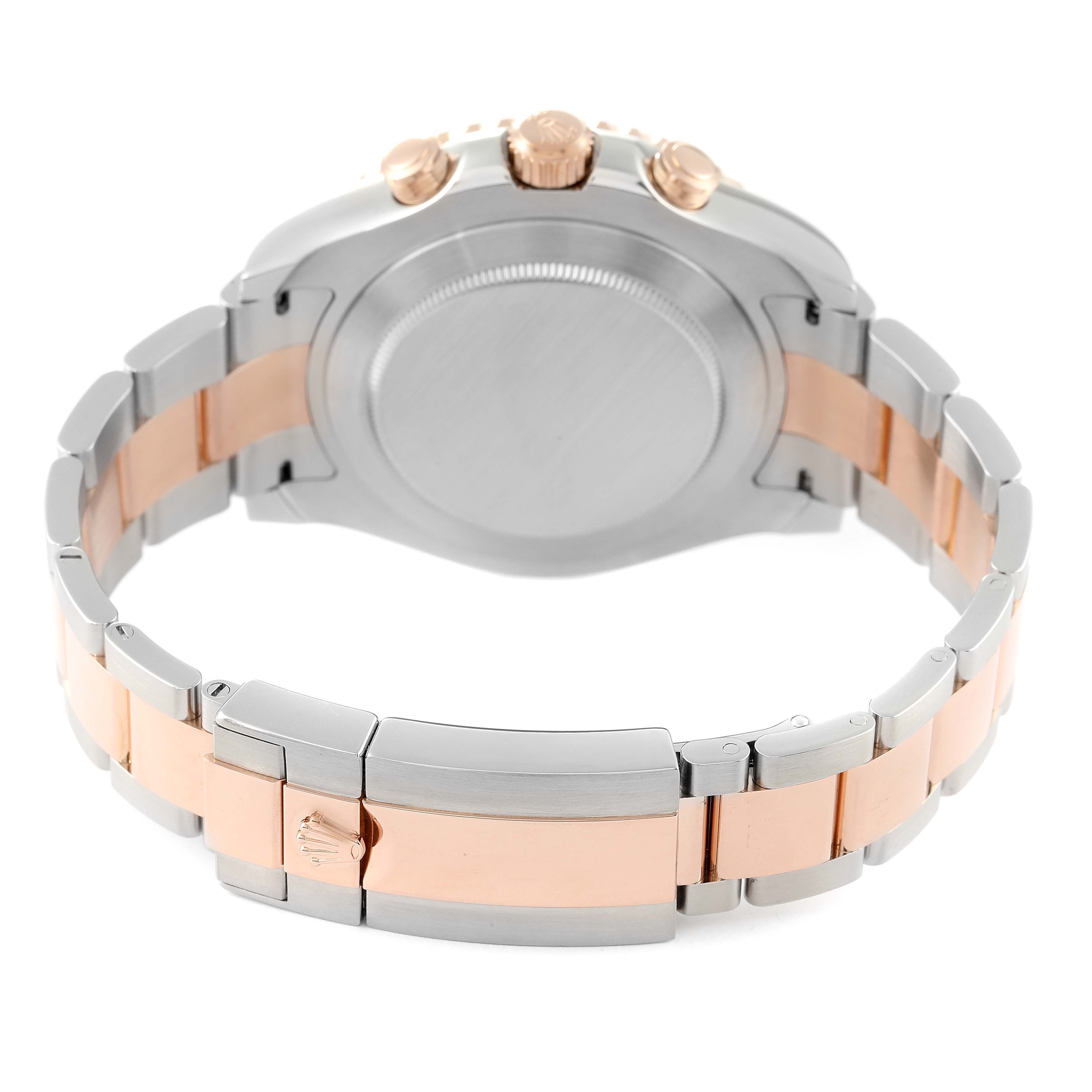 The image shows the back of the Rolex Yacht-Master 116681 Men's Steel and Gold (two tone) White Dial 116681 Men's Steel and Gold (two tone) White Dial watch, highlighting the bracelet and clasp.