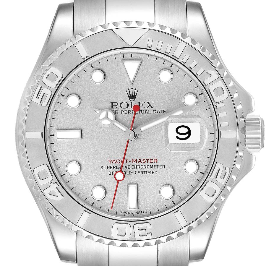 Rolex Yachtmaster Steel Platinum Dial Platinum Bezel Mens Watch 16622 Box Papers SwissWatchExpo