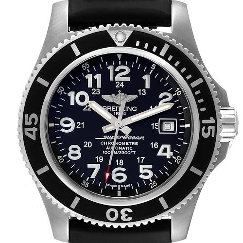 Photo of Breitling Superocean II 44mm Black Dial Steel Mens Watch A17392 Box Papers