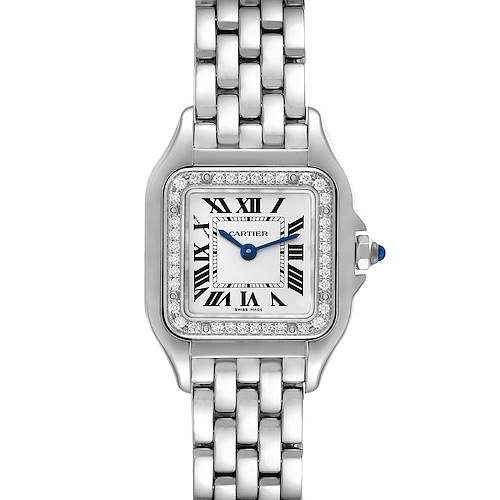 Photo of Cartier Panthere Small Steel Diamond Bezel Ladies Watch W4PN0007 Box Card