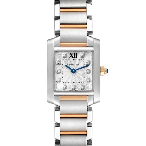 Photo of Cartier Tank Francaise Steel Rose Gold Diamond Ladies Watch WE110004 Box Papers