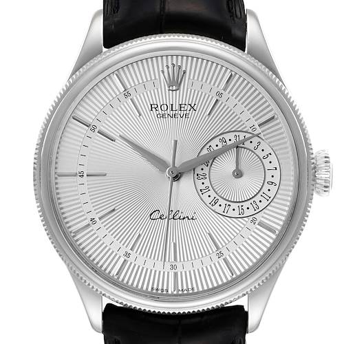 Photo of Rolex Cellini Date White Gold Silver Dial Automatic Mens Watch 50519 Box Card