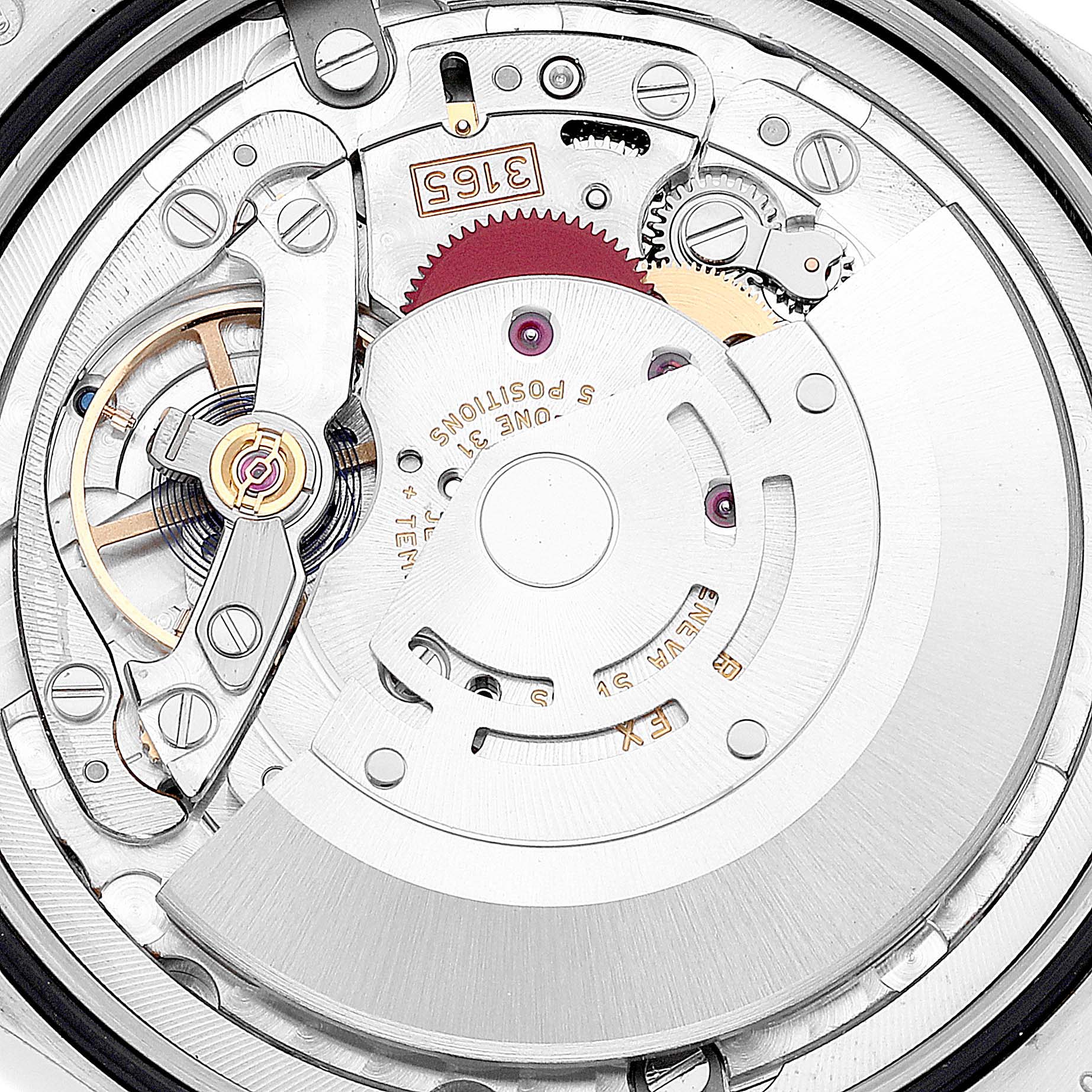 The image shows a close-up, detailed view of the movement mechanism of a Rolex Cellini 50519 Men
s Stainless Steel Silver Dial 50519 Men
s Stainless Steel Silver Dial watch.