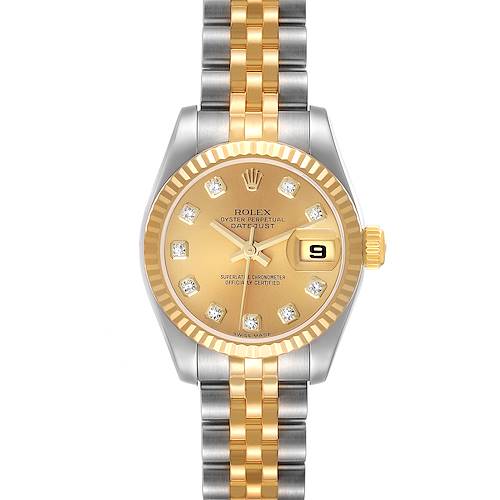 Photo of Rolex Datejust 26mm Steel Yellow Gold Diamond Dial Ladies Watch 179173 Box Card